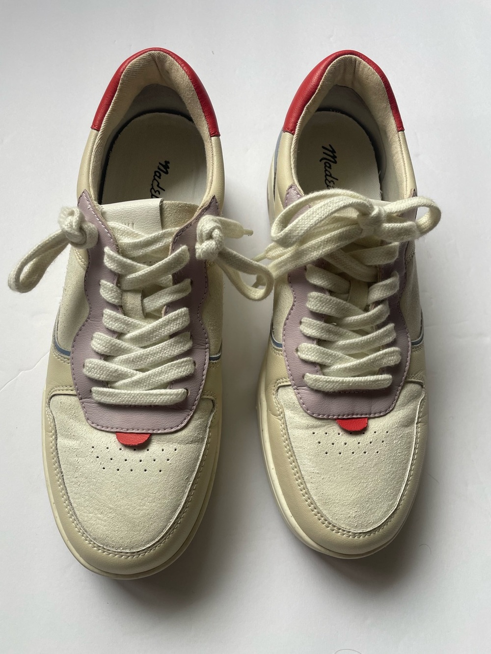 Madewell Court Sneaker MC897 Womens 8 Cream Lilac Red Colorblock Leather